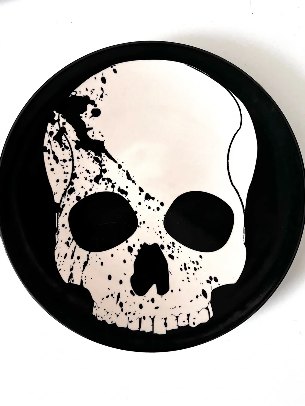Target Halloween 2011 Collectible Skull Plate Black White Melamine Set of Three